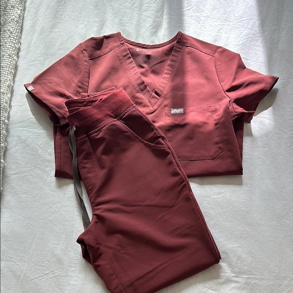 Burgundy Scrub Set